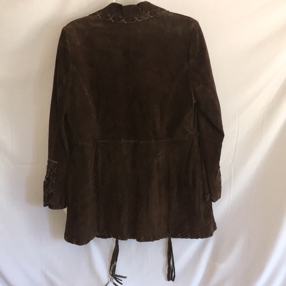 NWT Brown Leather Tribal Jacket Size 10 - Picture 3 of 8